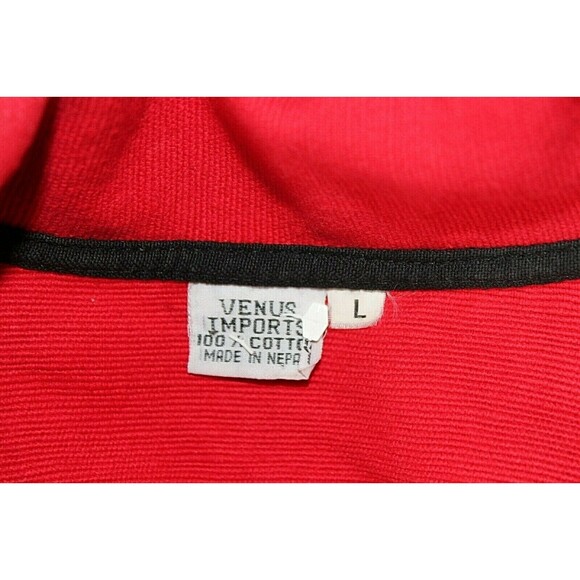 Venus Imports Cropped Jacket Red Dragonfly Button Front Coat Napal Womens Sz Lg - Picture 7 of 7